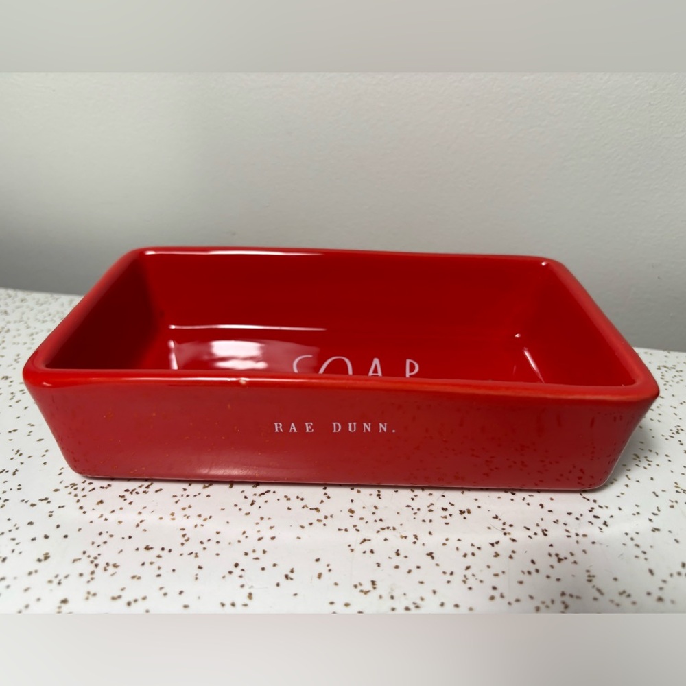 Red Rae Dunn soap dish